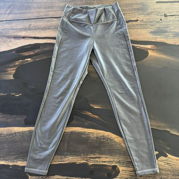 Athleta Pants - Athleta Faux Leather Leggings Women’s High Waist Grey Stretch Pull On Pants